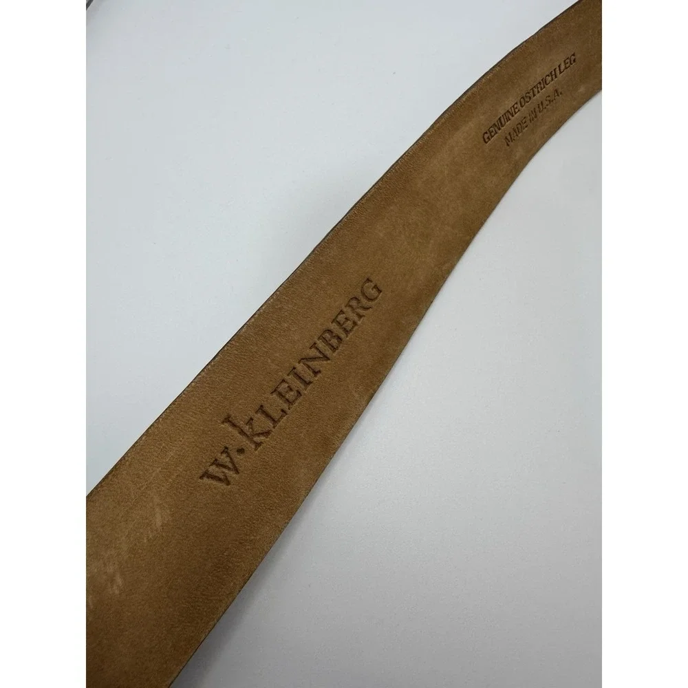 W Kleinberg O Ring Loop Belt Brown Ostrich Leg Leather Belt Sz 34 Designer Custo